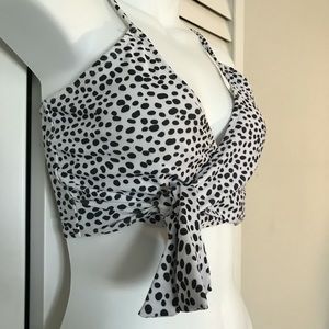 Black and white polka dot bathing suit top